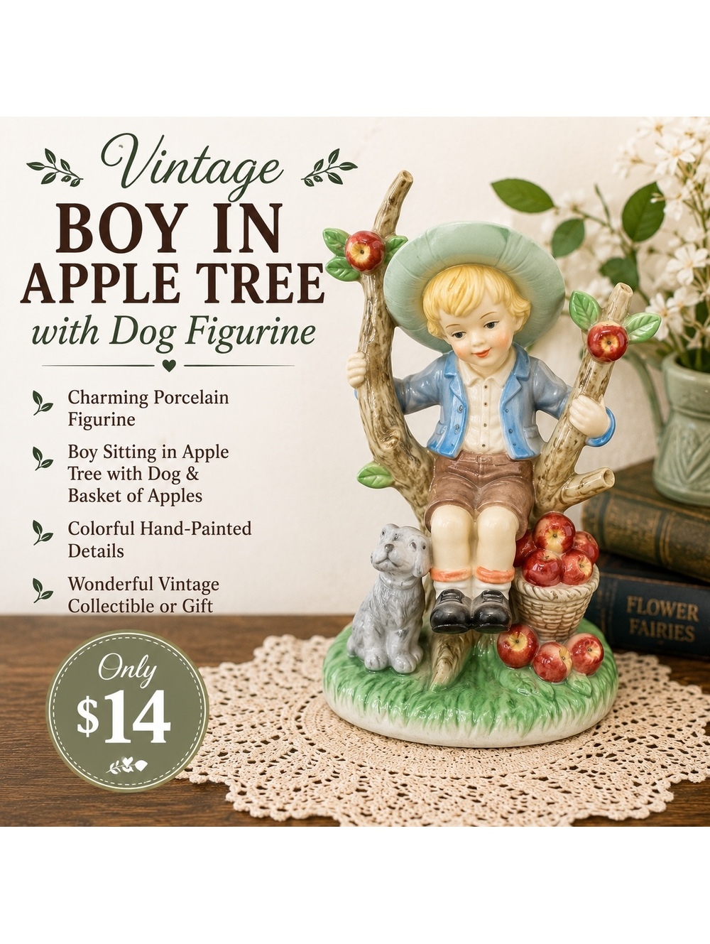 Figurine - Boy in Apple Tree